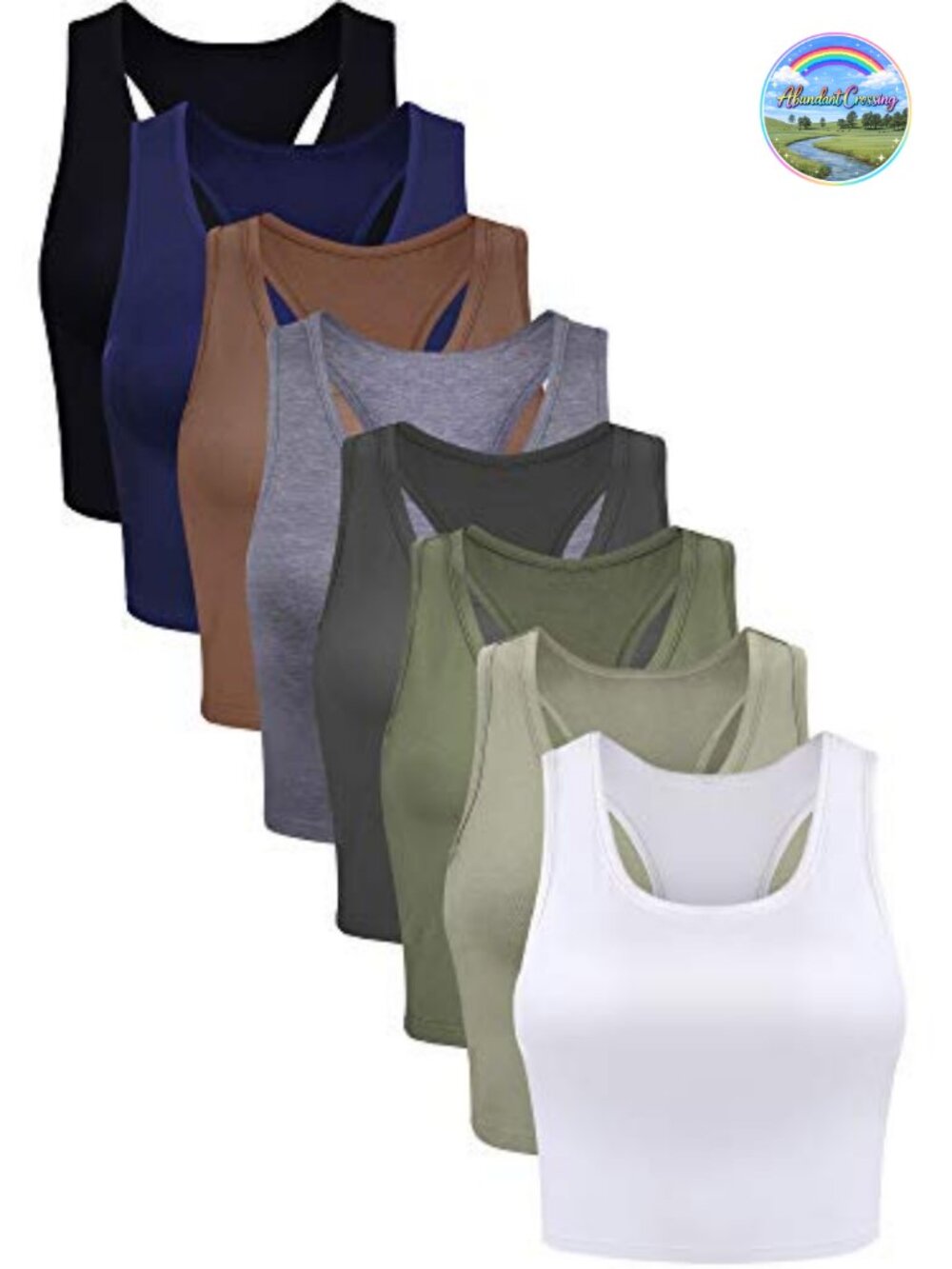 8 Pack Cotton Spandex Crop Tank Tops Racerback Sleeveless Yoga Running
